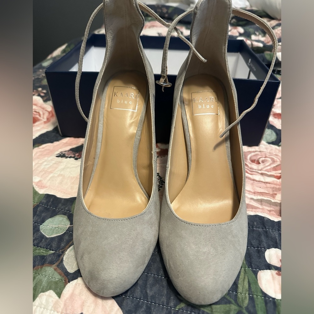 Kaari blue heels with ankle strap